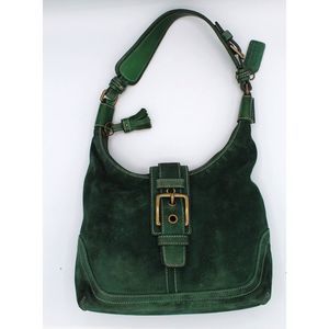 Rare Vintage Green Suede Coach Hamilton Hobo Shoulder Bag Purse